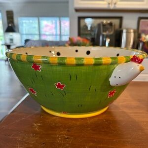 Large Deptartment 56 chicken handle serving bowl